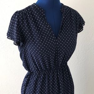 Navy blue polka dotted dress